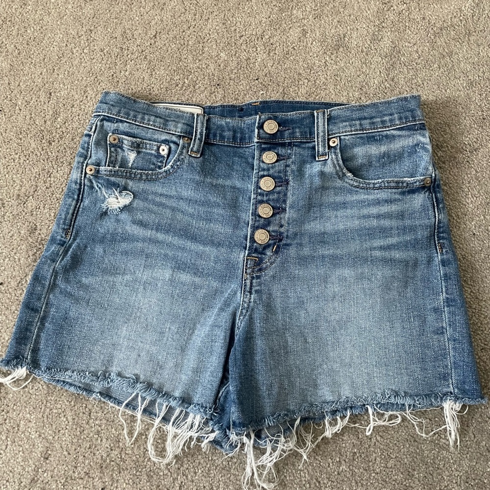 GAP Blue Jean Shorts with Distressed Hem